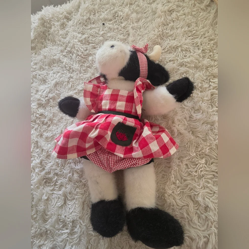 Red Gingham Cow Plush Stuffed Animal - Kids Toy